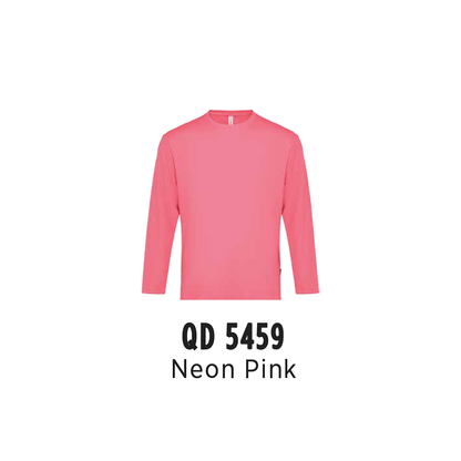 Custom T-Shirt Long Sleeve - Unisex Microfibre Eyelet | Plain | Neon Pink | QD5459