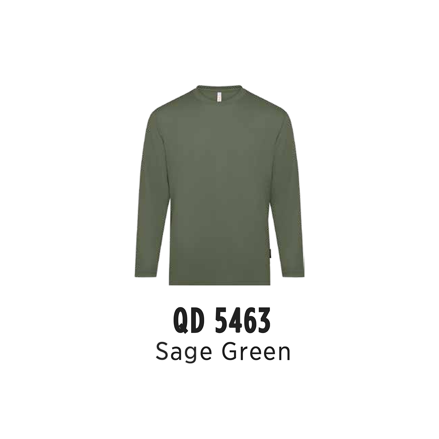 Custom T-Shirt Long Sleeve - Unisex Microfibre Eyelet Long Sleeve T-Shirt | Plain | Sage Green | QD5463