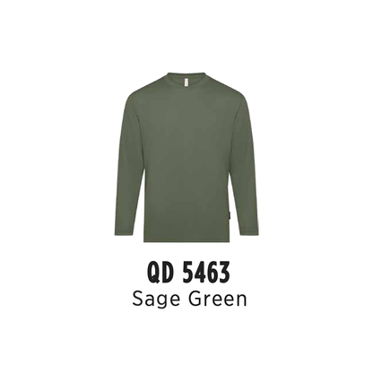 Custom T-Shirt Long Sleeve - Unisex Microfibre Eyelet Long Sleeve T-Shirt | Plain | Sage Green | QD5463
