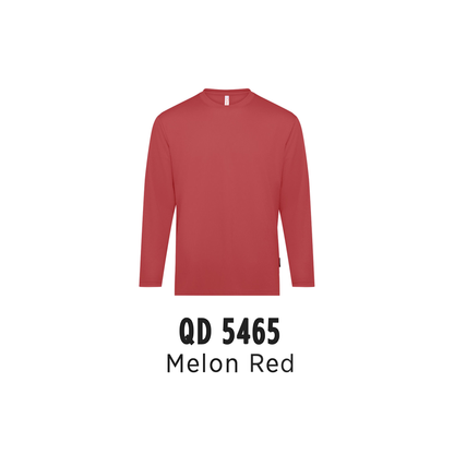 Custom T-Shirt Long Sleeve - Unisex Microfibre Eyelet Long Sleeve T-Shirt | Plain | Melon Red | QD5465