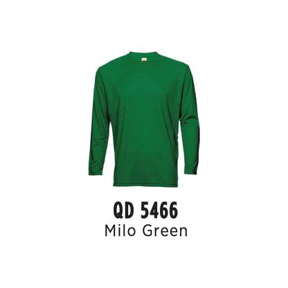 Custom T-Shirt Long Sleeve - Unisex Microfibre Eyelet | Plain | Milo Green | QD5466