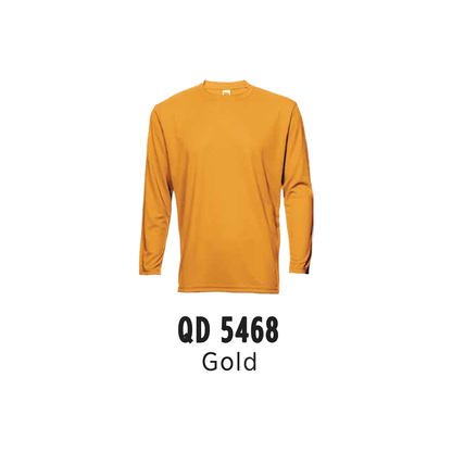 Custom T-Shirt Long Sleeve - Unisex Microfibre Eyelet | Plain | Gold | QD5468