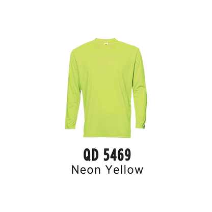 Custom T-Shirt Long Sleeve - Unisex Microfibre Eyelet | Plain | Neon Yellow | QD5469