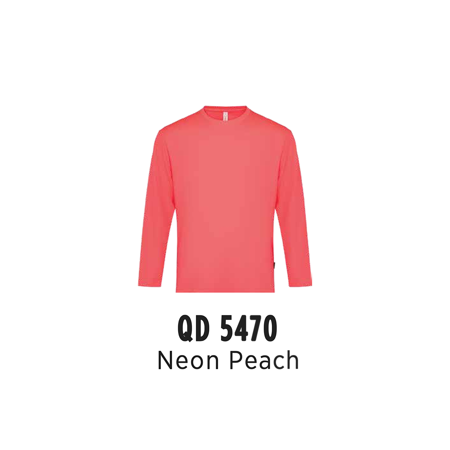 Custom T-Shirt Long Sleeve - Unisex Microfibre Eyelet | Plain | Neon Peach | QD5470