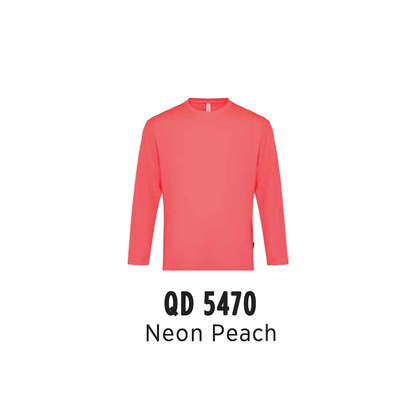 Custom T-Shirt Long Sleeve - Unisex Microfibre Eyelet | Plain | Neon Peach | QD5470