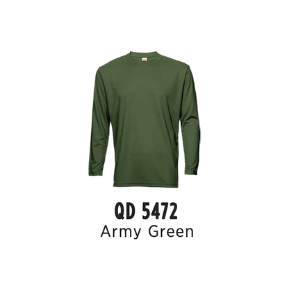 Custom T-Shirt Long Sleeve - Unisex Microfibre Eyelet | Plain | Army Green | QD5472
