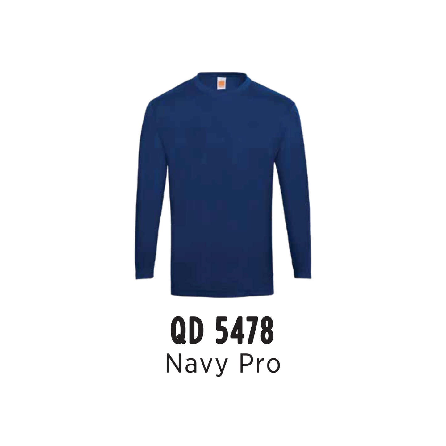 Custom T-Shirt Long Sleeve - Unisex Microfibre Eyelet | Plain | Navy Pro | QD5478