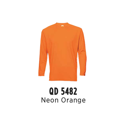 Custom T-Shirt Long Sleeve - Unisex Microfibre Eyelet | Plain | Neon Orange | QD5482
