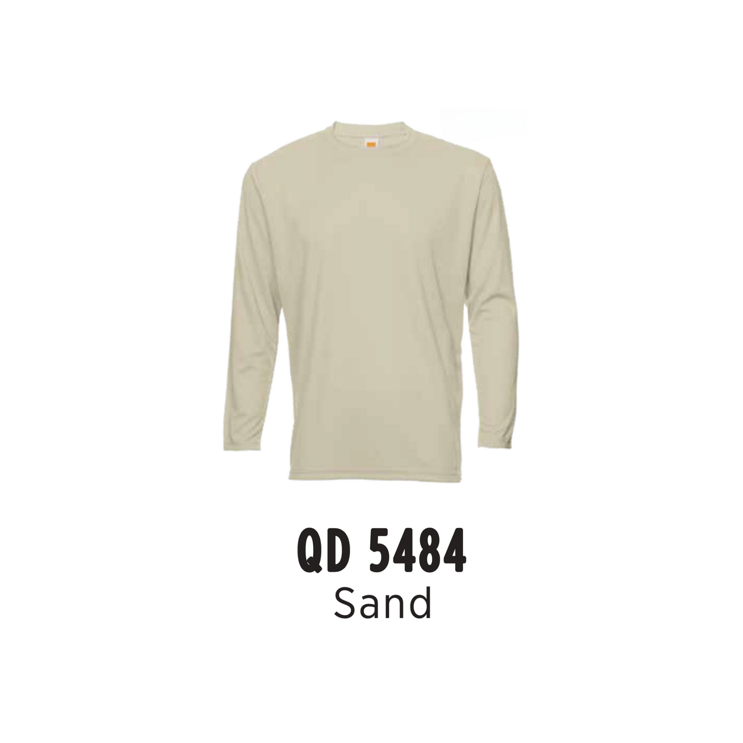 Custom T-Shirt Long Sleeve - Unisex Microfibre Eyelet | Plain | Sand | QD5484