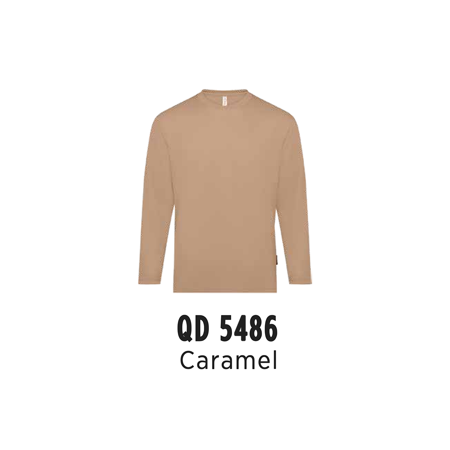 Custom T-Shirt Long Sleeve - Unisex Microfibre Eyelet | Plain | Caramel | QD5486