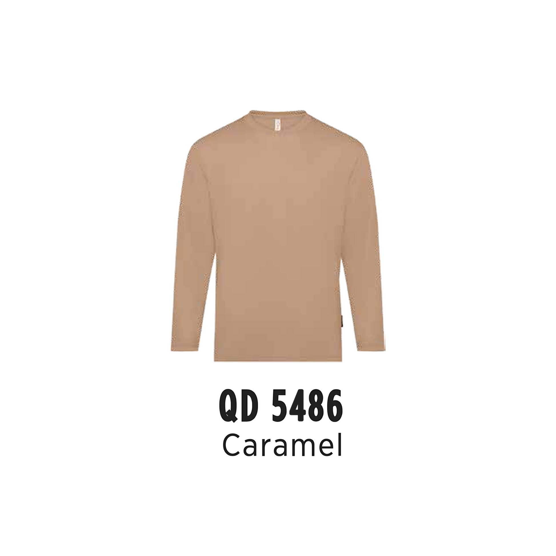 Custom T-Shirt Long Sleeve - Unisex Microfibre Eyelet | Plain | Caramel | QD5486