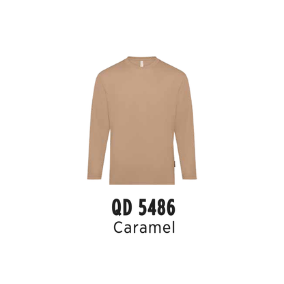 Custom T-Shirt Long Sleeve - Unisex Microfibre Eyelet | Plain | Caramel | QD5486