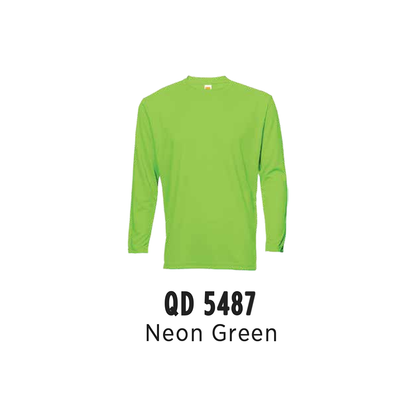 Custom T-Shirt Long Sleeve - Unisex Microfibre Eyelet | Plain | Neon Green | QD5487