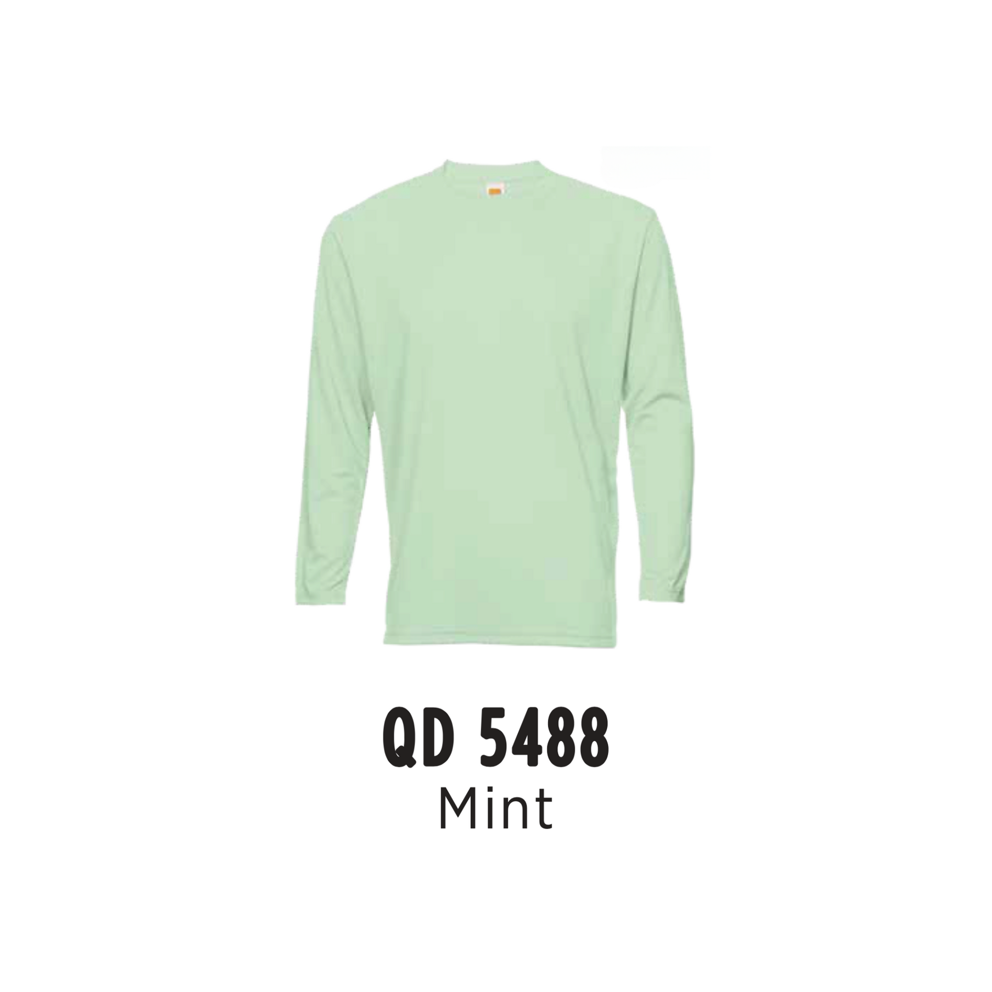 Custom T-Shirt Long Sleeve - Unisex Microfibre Eyelet | Plain | Mint | QD5488