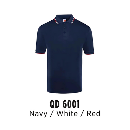 Polo | Tipped Collar & Cuff | Microfibre | Unisex | 140gsm | Navy / White / Red | QD6001