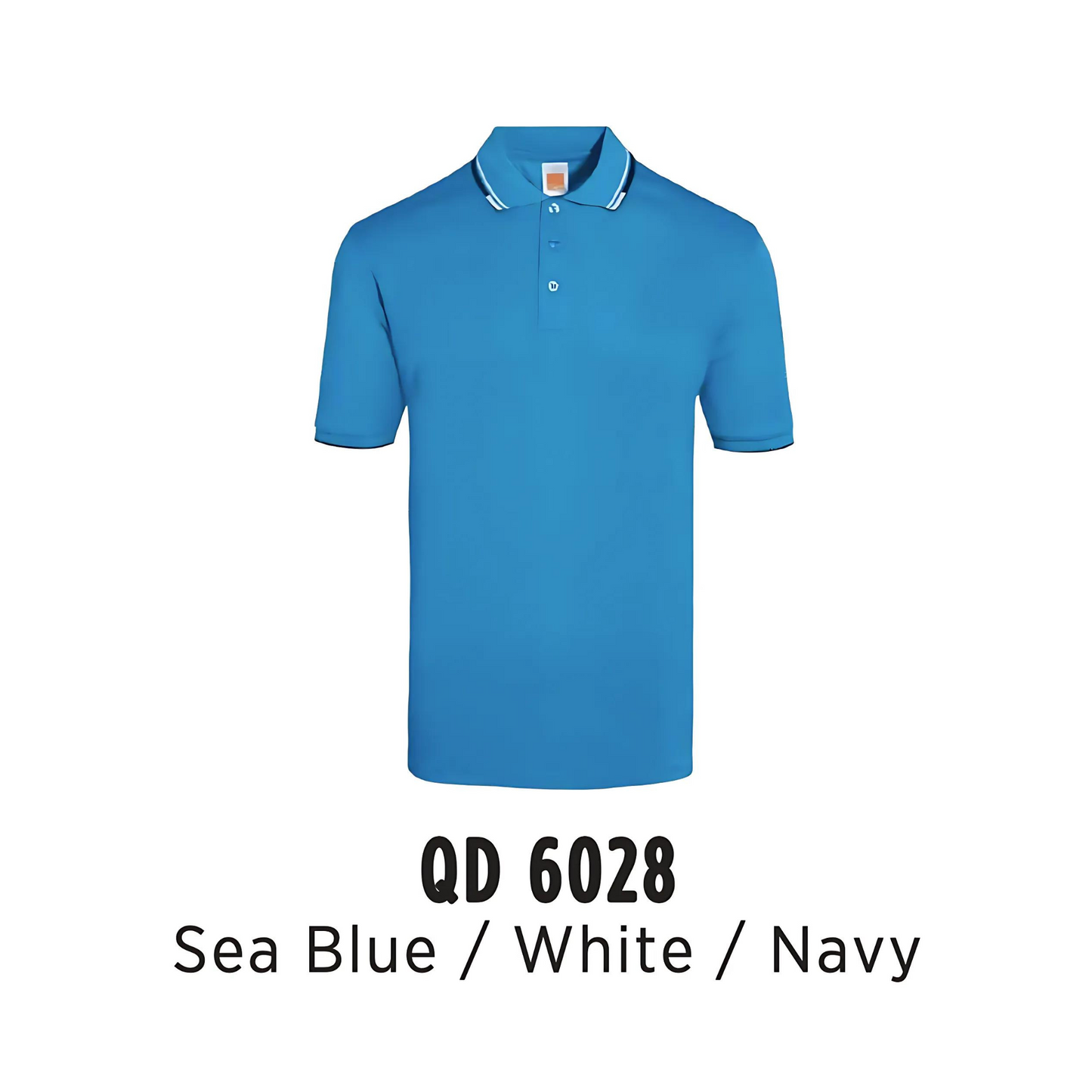 Polo | Tipped Collar & Cuff | Microfibre | Unisex | 140gsm | Sea Blue / White / Navy | QD6028