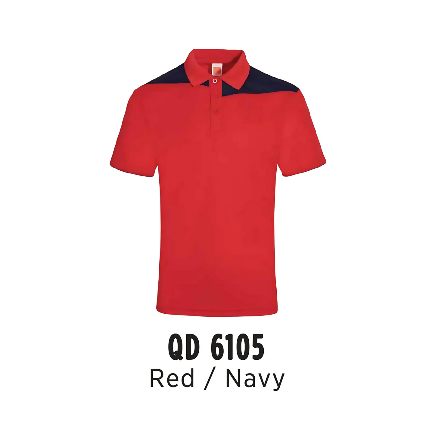 Polo | Cut & Sew | Microfibre Eyelet | Unisex | 160gsm | Red / Navy | QD6105