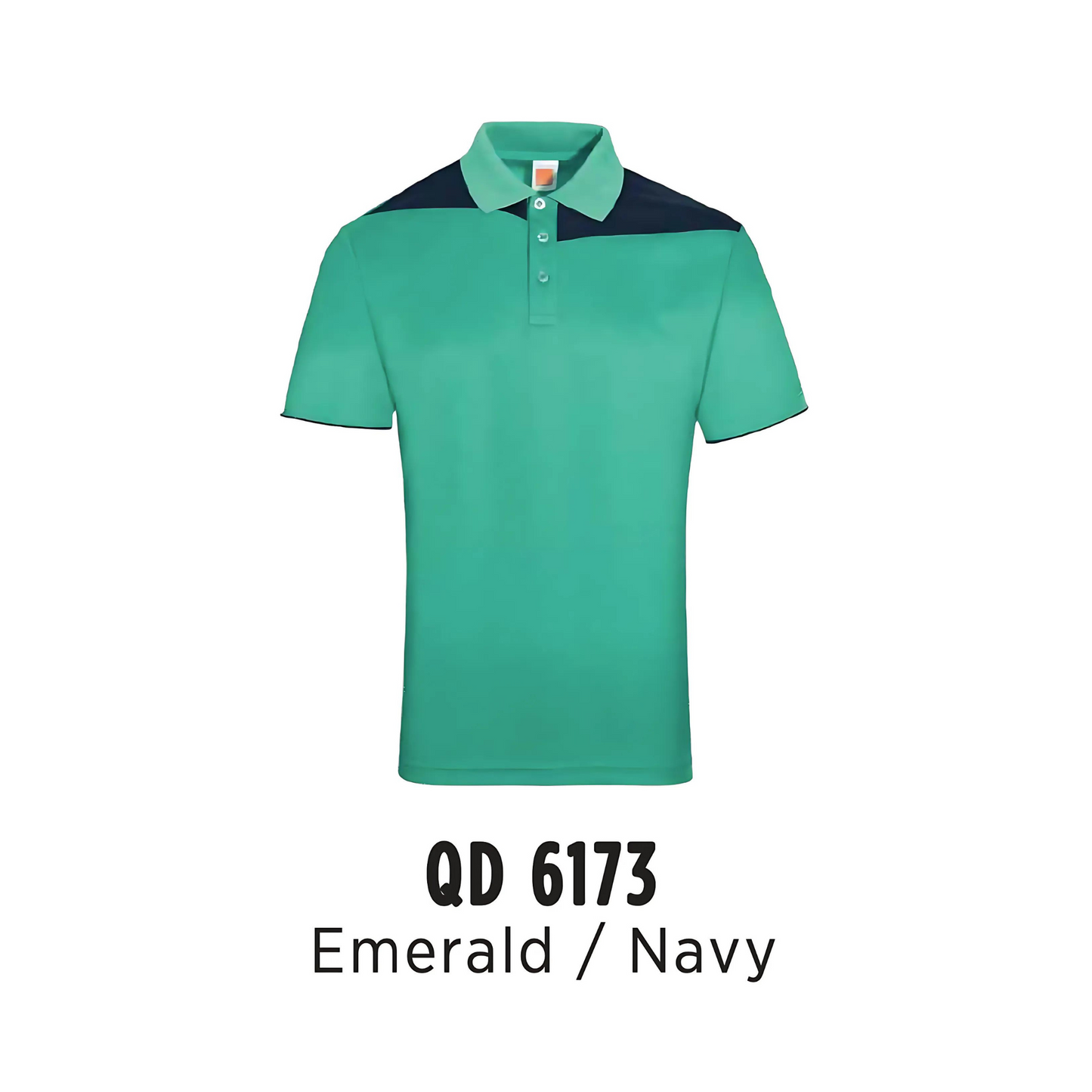 Polo | Cut & Sew | Microfibre Eyelet | Unisex | 160gsm | Emerald / Navy | QD6173