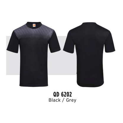 T-Shirt | Sublimation | Polyester Interlock | Unisex | 150gsm | Black / Grey | QD6202