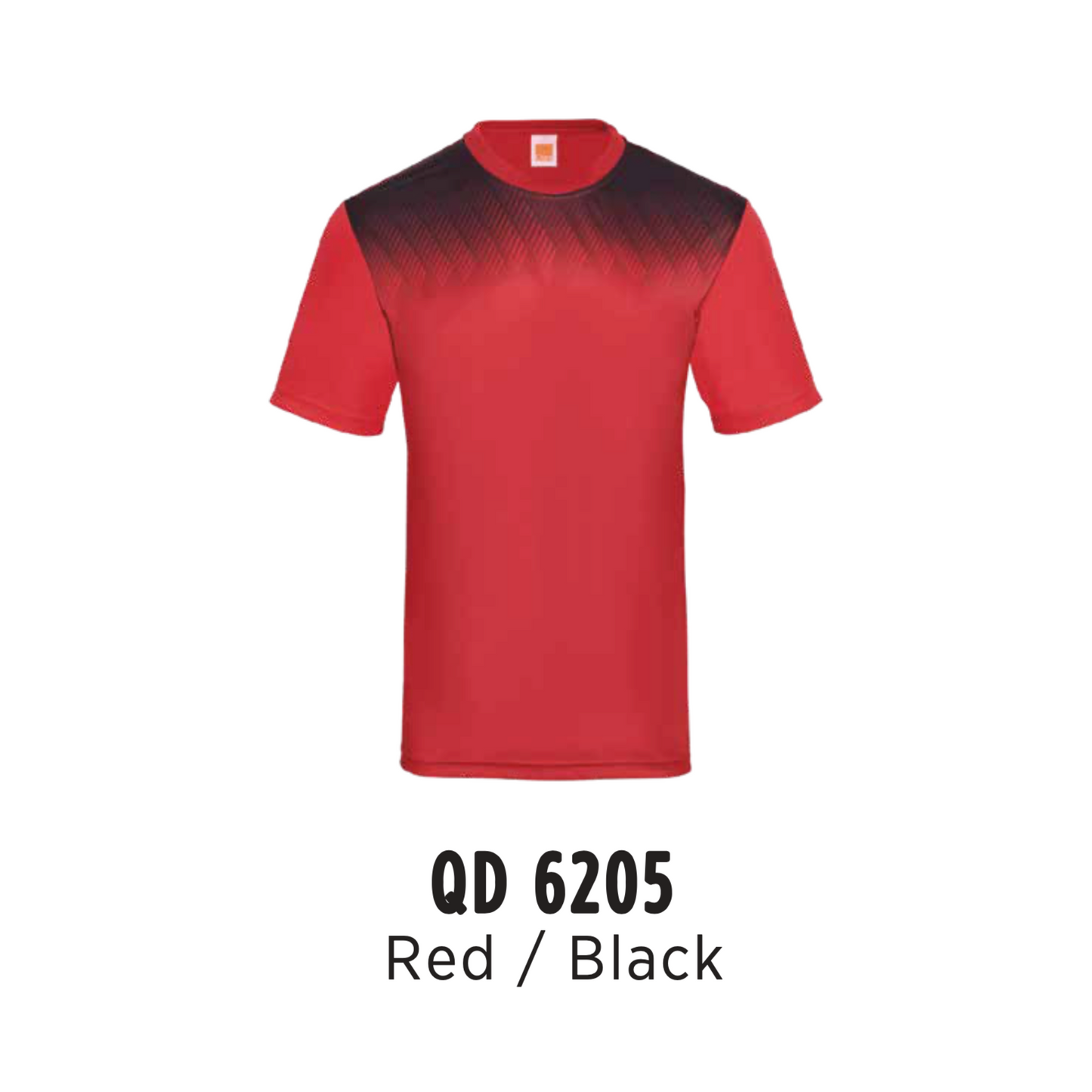 T-Shirt | Sublimation | Polyester Interlock | Unisex | 150gsm | Red / Black | QD6205