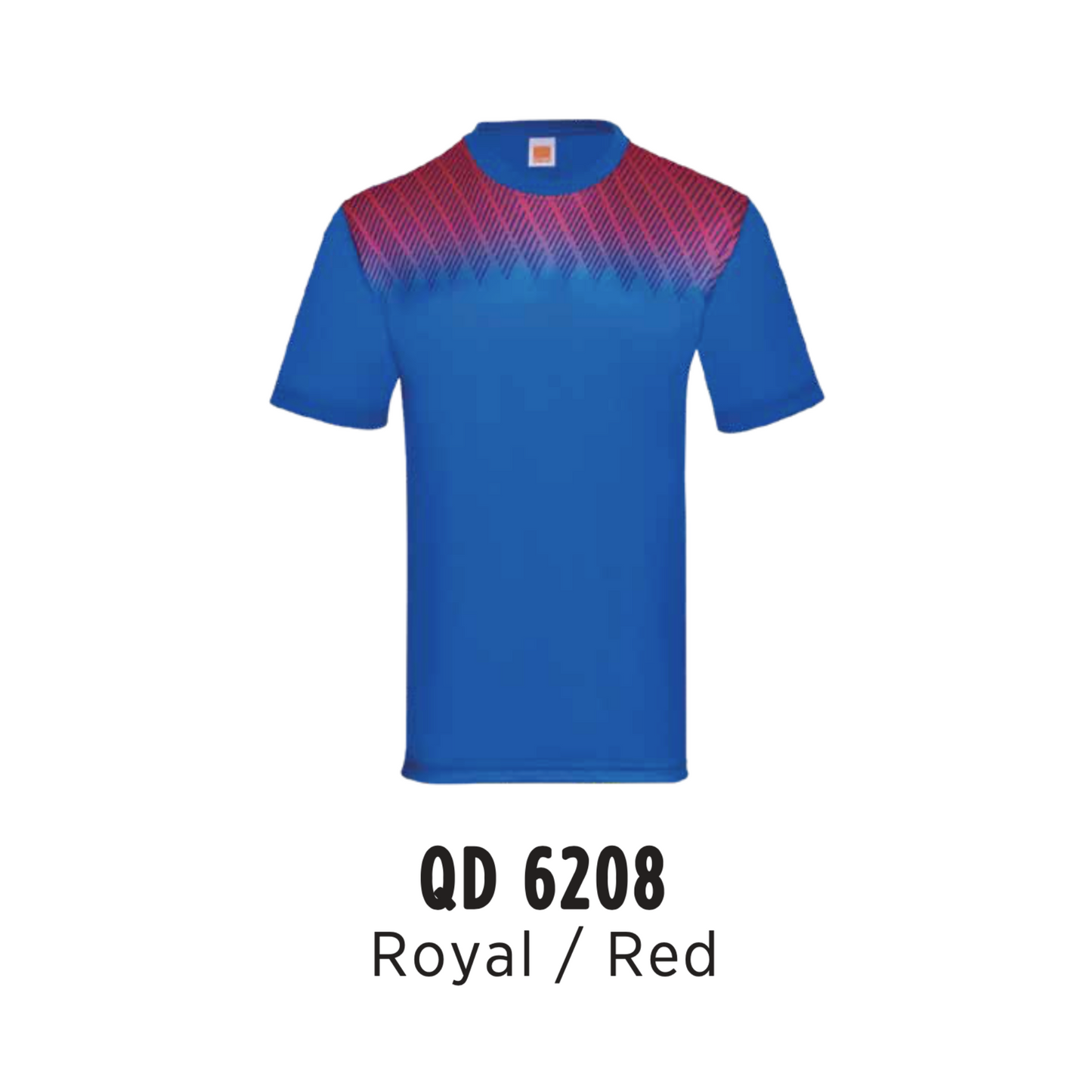 T-Shirt | Sublimation | Polyester Interlock | Unisex | 150gsm | Royal / Red | QD6208