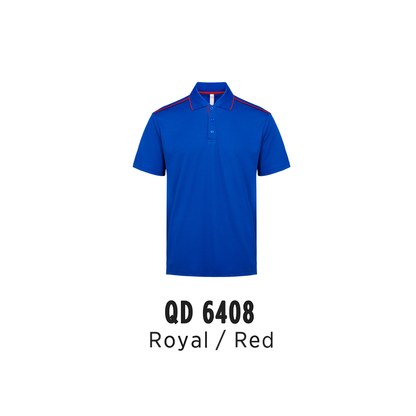 Polo | Cool Fit Cotton w Microfibre | Unisex | Royal/Red | QD6408