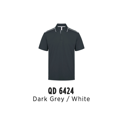Polo | Cool Fit Cotton w Microfibre | Unisex | Dark Grey/White | QD6424