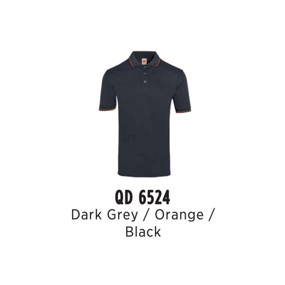 qd6524-custom-polo-unisex-microfibre-tipped-collar-and-cuff-dark-grey-orange-black