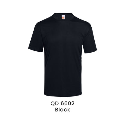 QD 6602 Black - QD66 unisex check jacquard antibacterial t-shirt in 100% polyester 140gsm