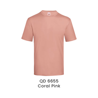 QD 6655 Coral Pink - QD66 unisex check jacquard antibacterial t-shirt in 100% polyester 140gsm