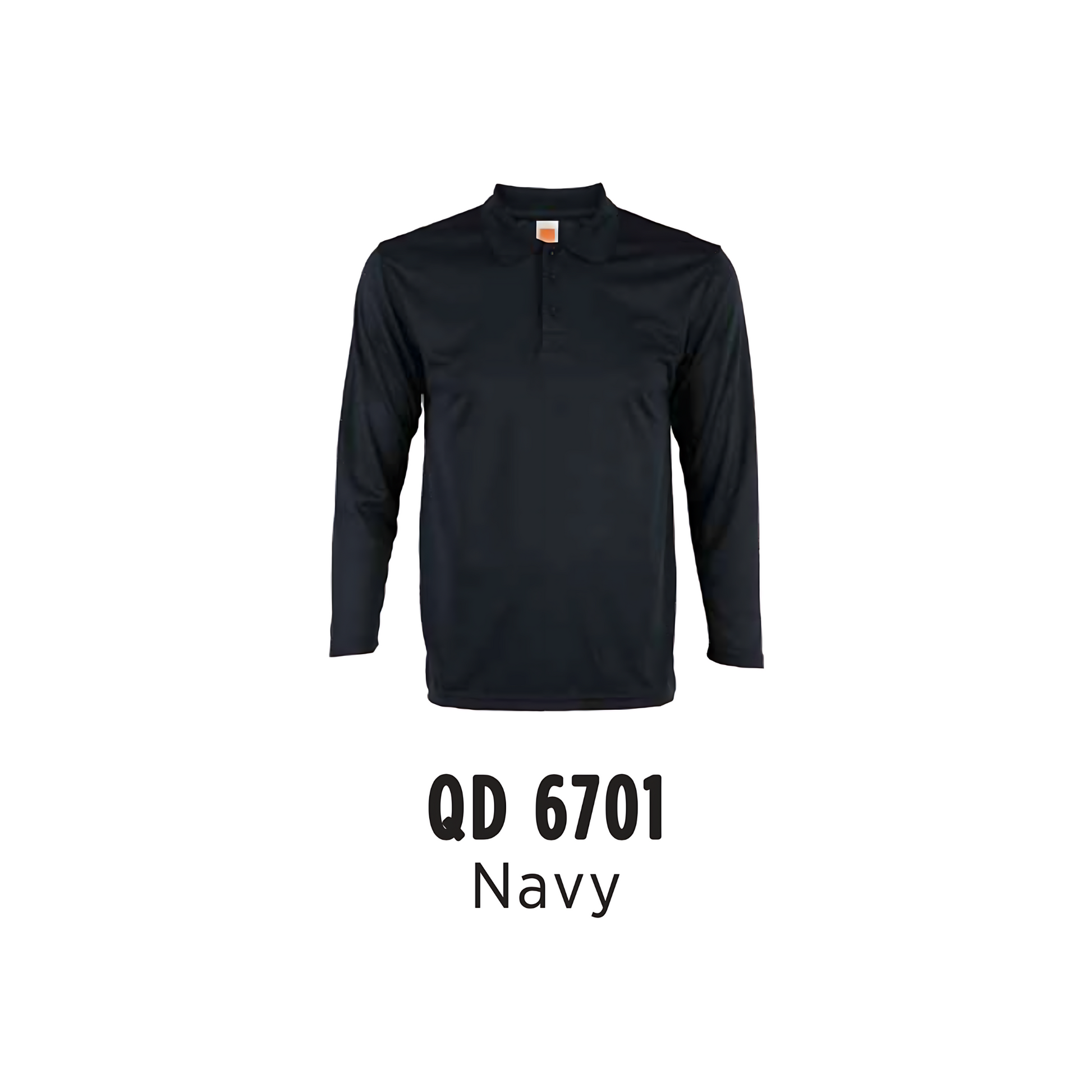 Custom Polo Long Sleeve - Unisex Microfibre Eyelet Polo Shirt | Plain | Navy | QD6701