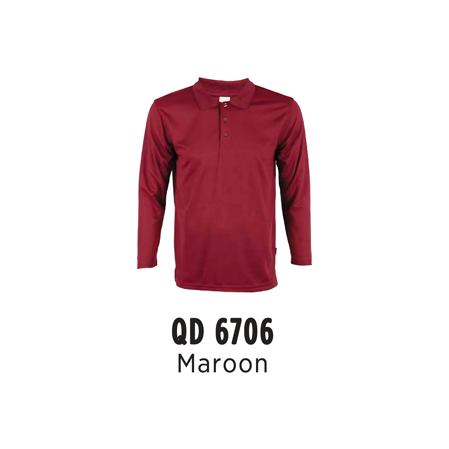 Custom Polo Long Sleeve - Unisex Microfibre Eyelet Polo Shirt | Plain | Maroon | QD6706