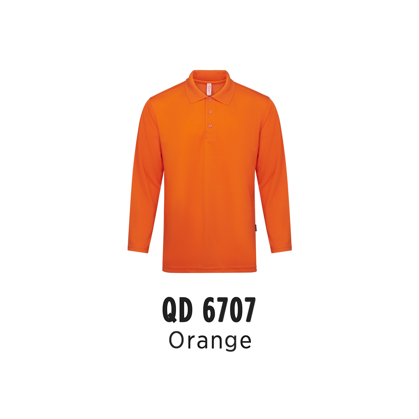 Custom Polo Long Sleeve - Unisex Microfibre Eyelet Polo Shirt | Plain | Orange | QD6707