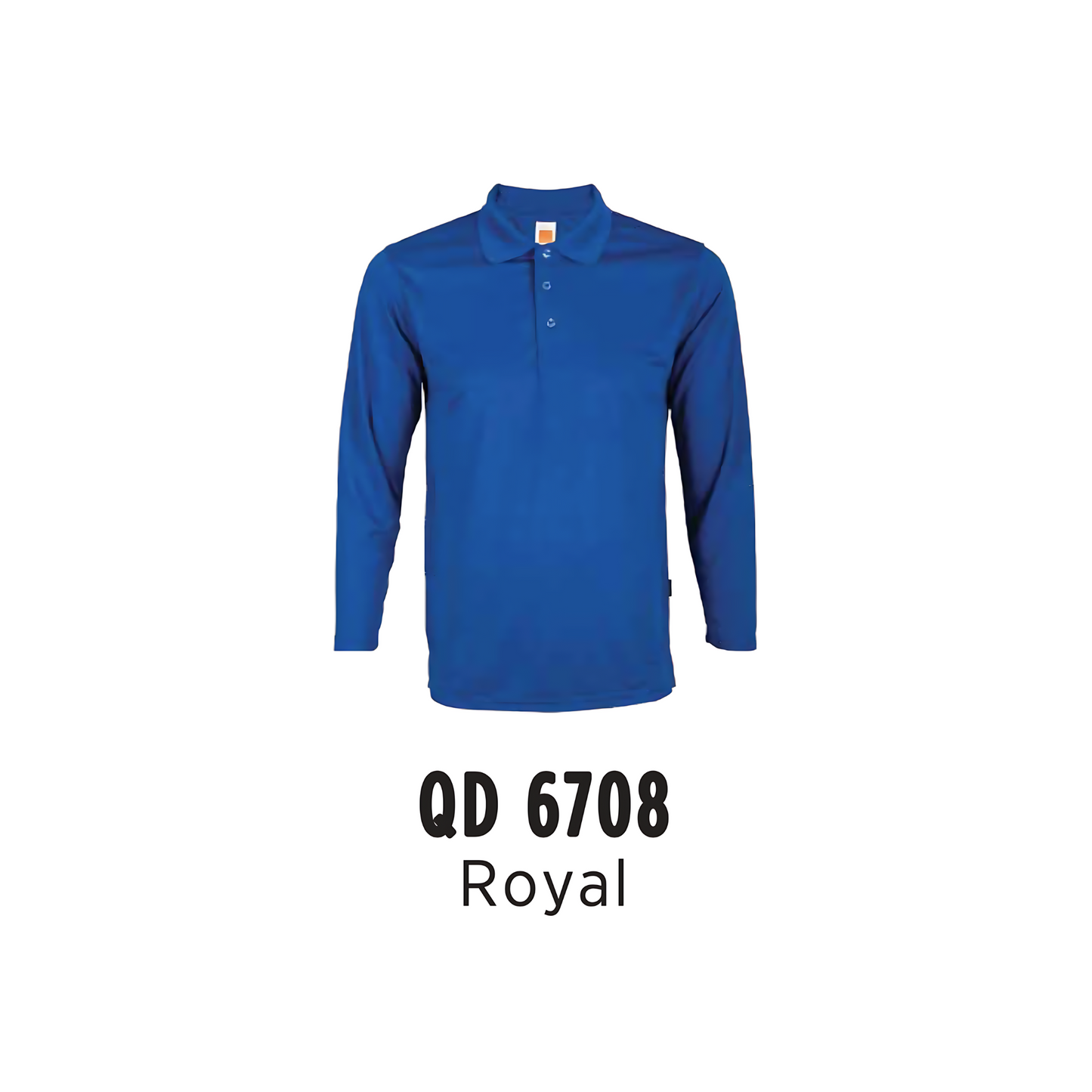 Custom Polo Long Sleeve - Unisex Microfibre Eyelet Polo Shirt | Plain | Royal | QD6708