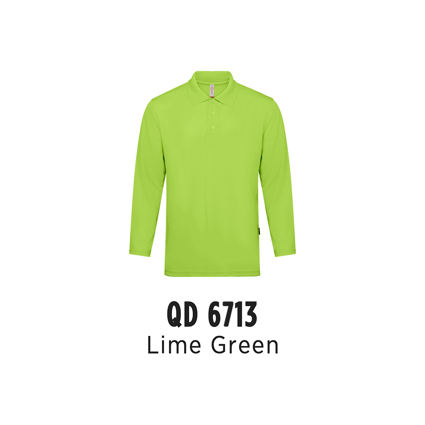 Custom Polo Long Sleeve - Unisex Microfibre Eyelet Long Sleeve Polo Shirt | Plain | Lime Green | QD6713