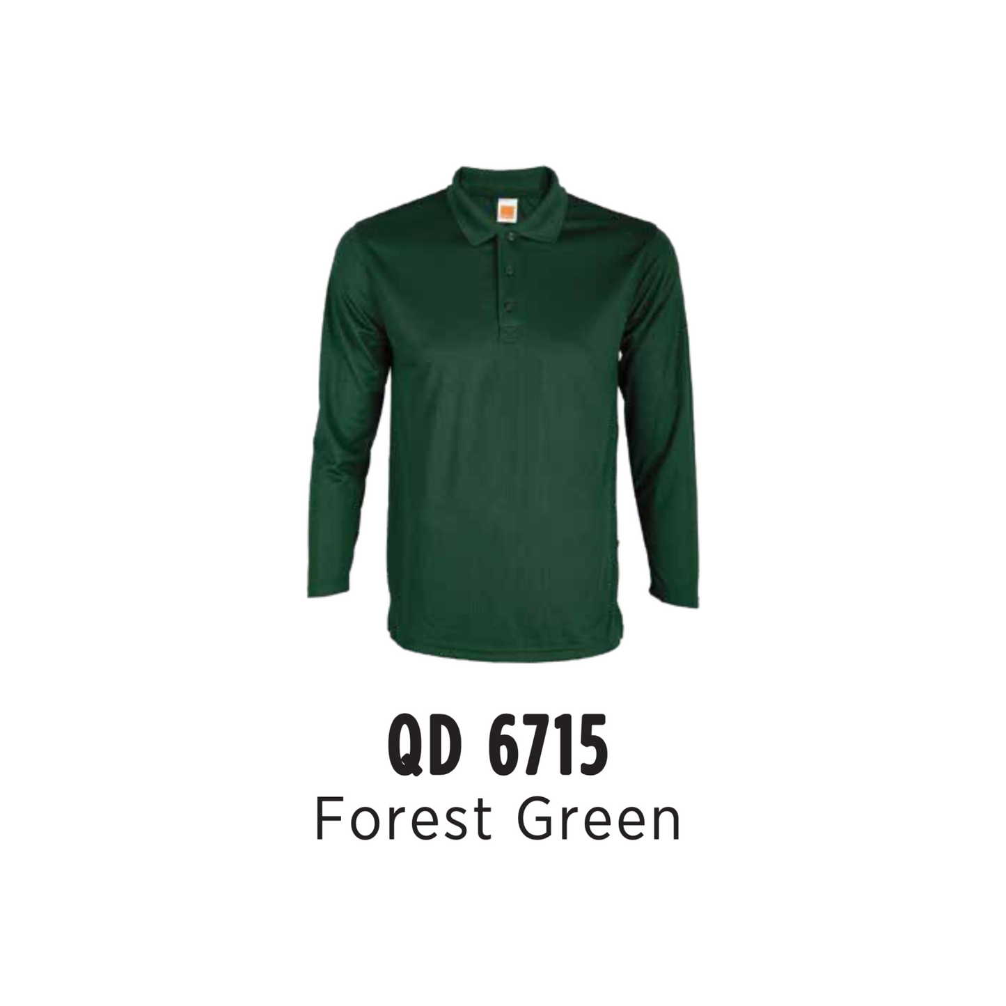 Custom Polo Long Sleeve - Unisex Microfibre Eyelet Polo Shirt | Plain | Forest Green | QD6715