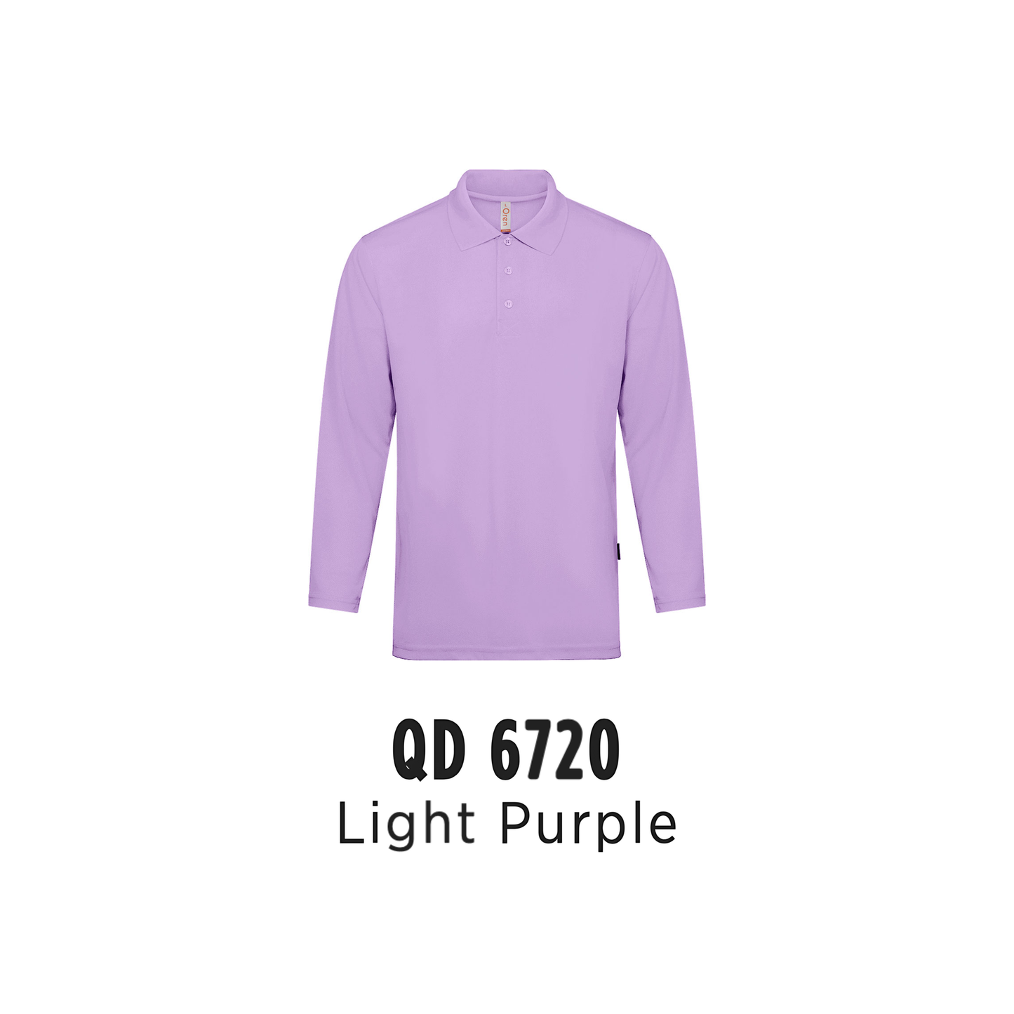 Custom Polo Long Sleeve - Unisex Microfibre Eyelet Long Sleeve Polo Shirt | Plain | Light Purple | QD6720
