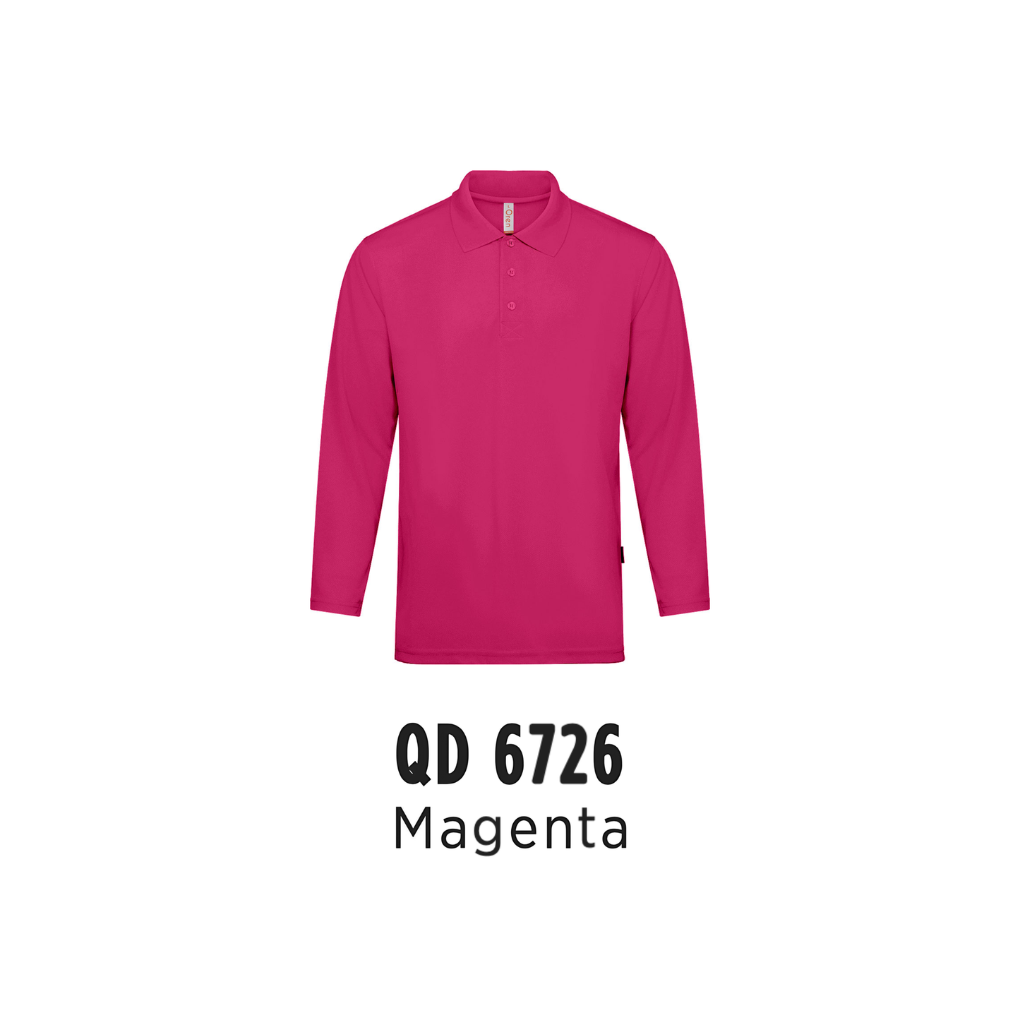 Custom Polo Long Sleeve - Unisex Microfibre Eyelet Long Sleeve Polo Shirt | Plain | Magenta | QD6726