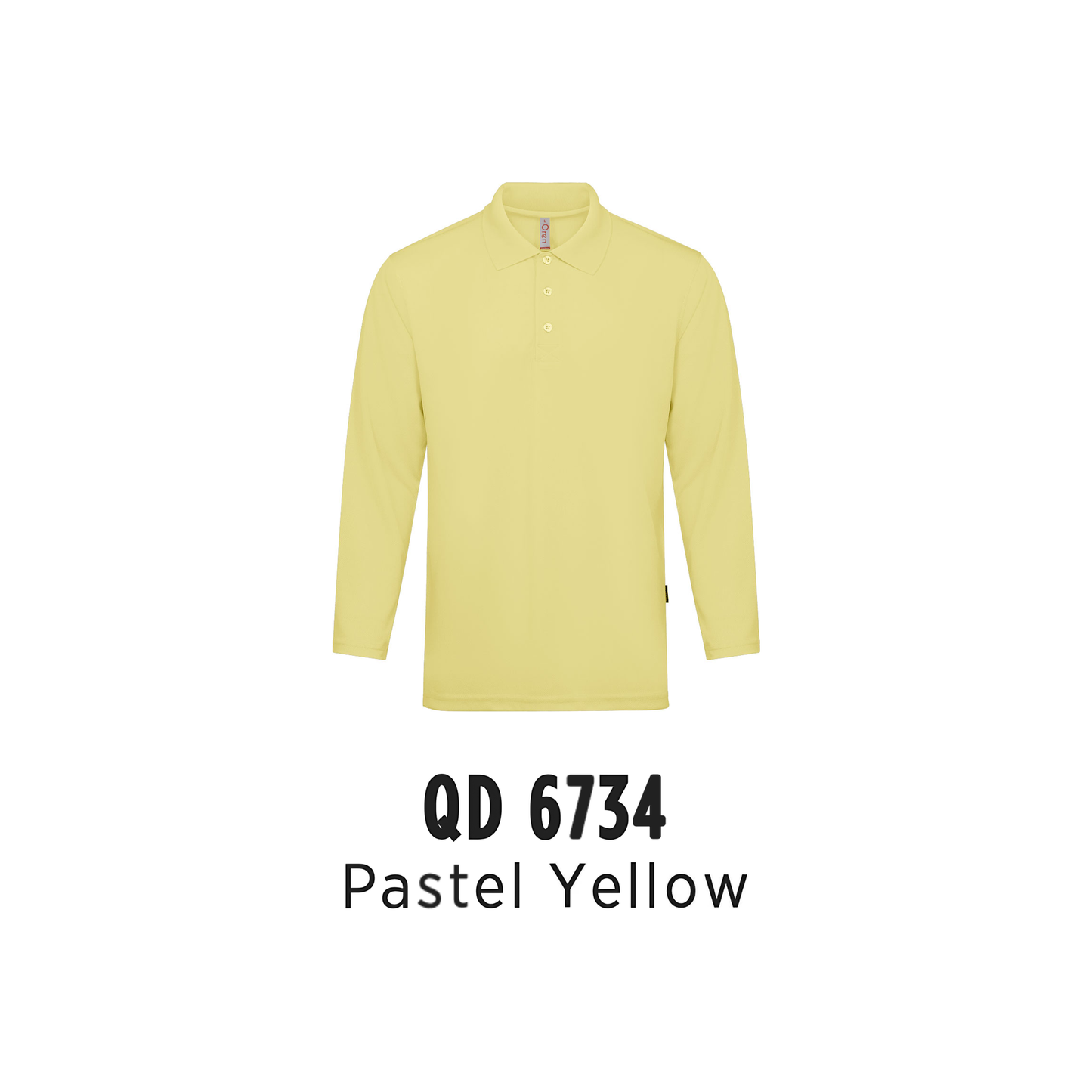 Custom Polo Long Sleeve - Unisex Microfibre Eyelet Long Sleeve Polo Shirt | Plain | Pastel Yellow | QD6734