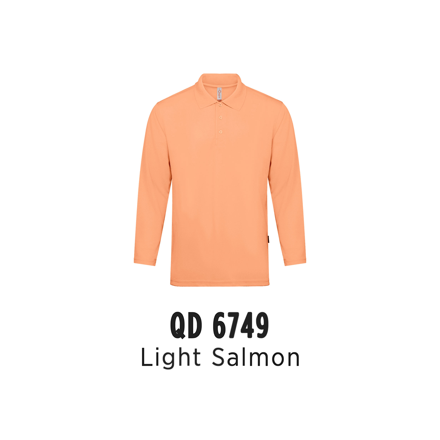 Custom Polo Long Sleeve - Unisex Microfibre Eyelet Long Sleeve Polo Shirt | Plain | Light Salmon | QD6749