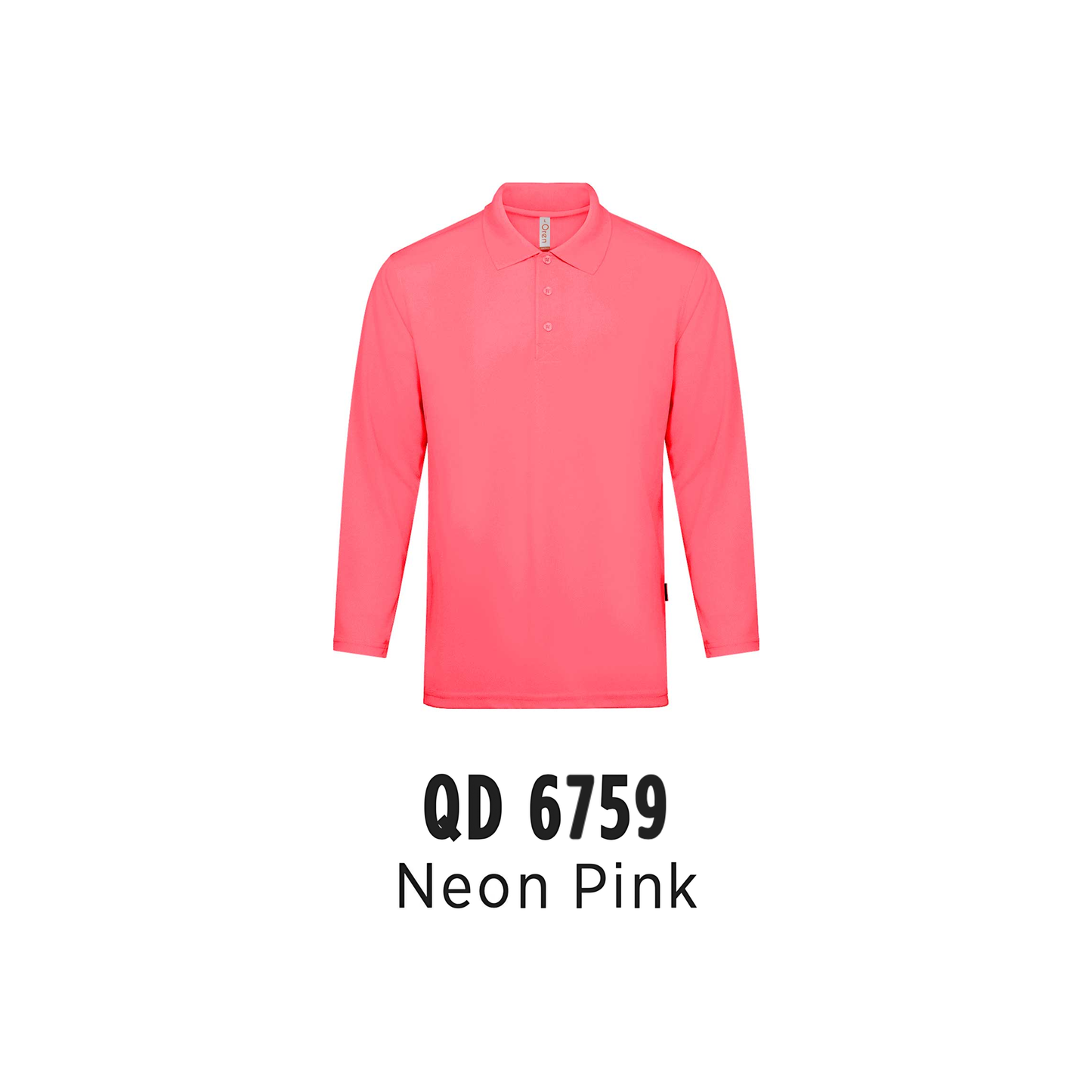 Custom Polo Long Sleeve - Unisex Microfibre Eyelet Long Sleeve Polo Shirt | Plain | Neon Pink | QD6759