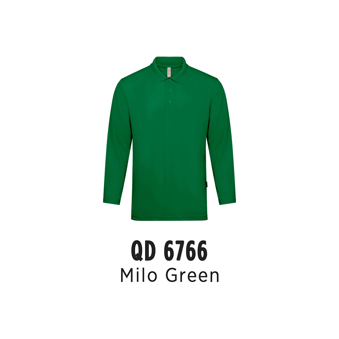 Custom Polo Long Sleeve - Unisex Microfibre Eyelet Long Sleeve Polo Shirt | Plain | Milo Green | QD6766