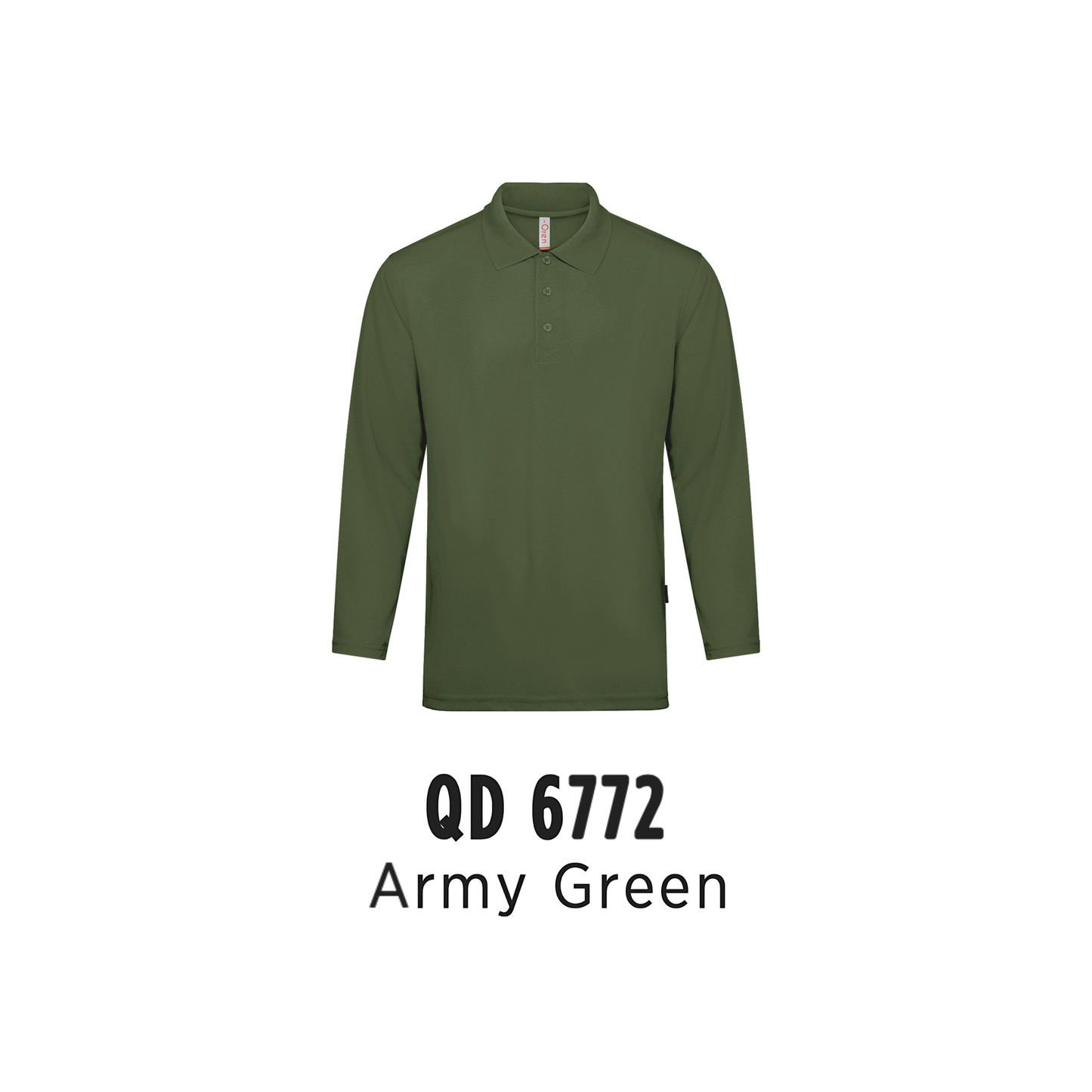 Custom Polo Long Sleeve - Unisex Microfibre Eyelet Long Sleeve Polo Shirt | Plain | Army Green | QD6772