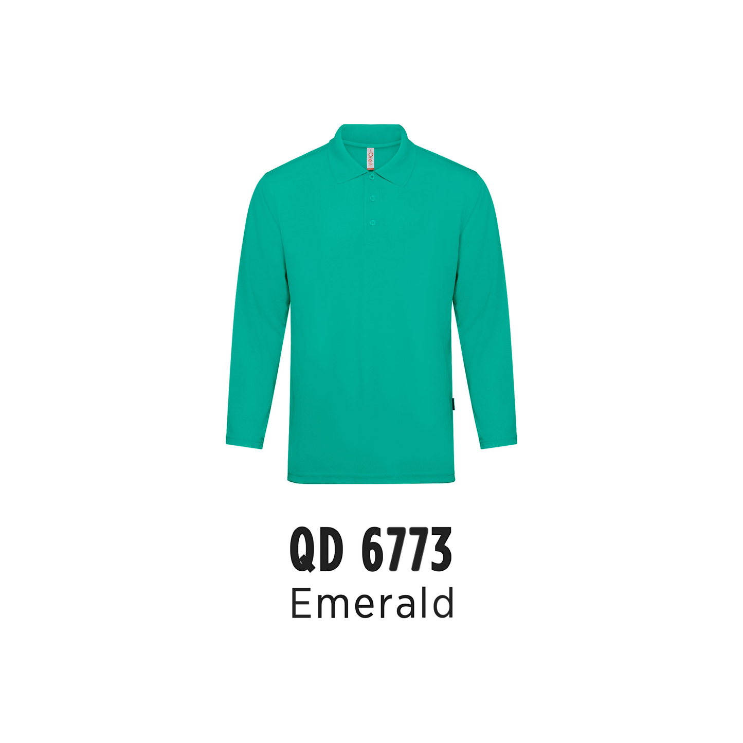 Custom Polo Long Sleeve - Unisex Microfibre Eyelet Long Sleeve Polo Shirt | Plain | Emerald | QD6773