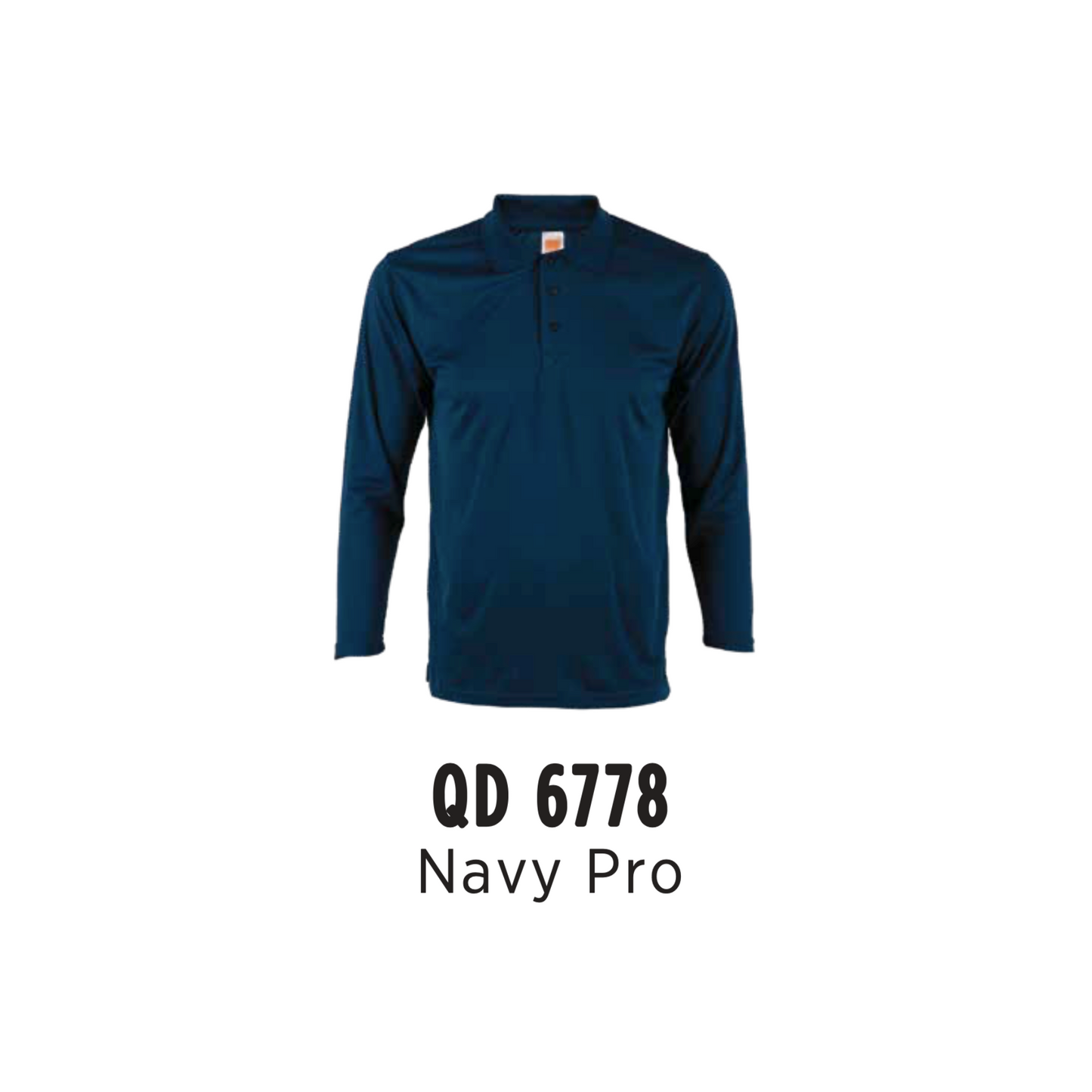 Custom Polo Long Sleeve - Unisex Microfibre Eyelet Polo Shirt | Plain | Navy Pro | QD6778