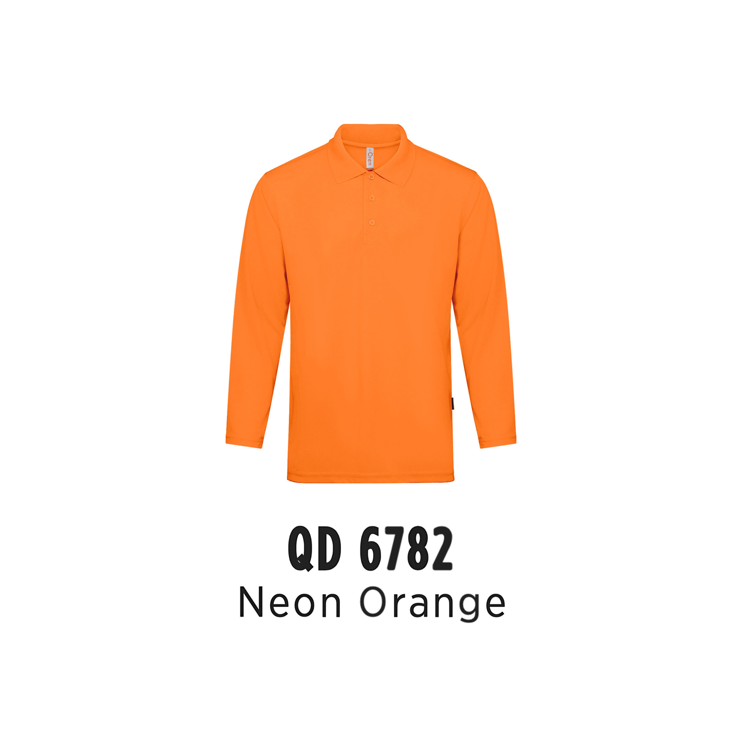 Custom Polo Long Sleeve - Unisex Microfibre Eyelet Long Sleeve Polo Shirt | Plain | Neon Orange | QD6782