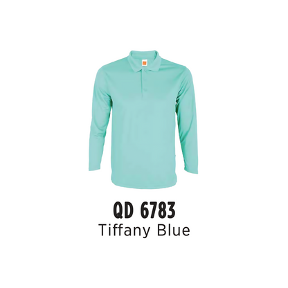 Custom Polo Long Sleeve - Unisex Microfibre Eyelet Polo Shirt | Plain | Tiffany Blue | QD6783