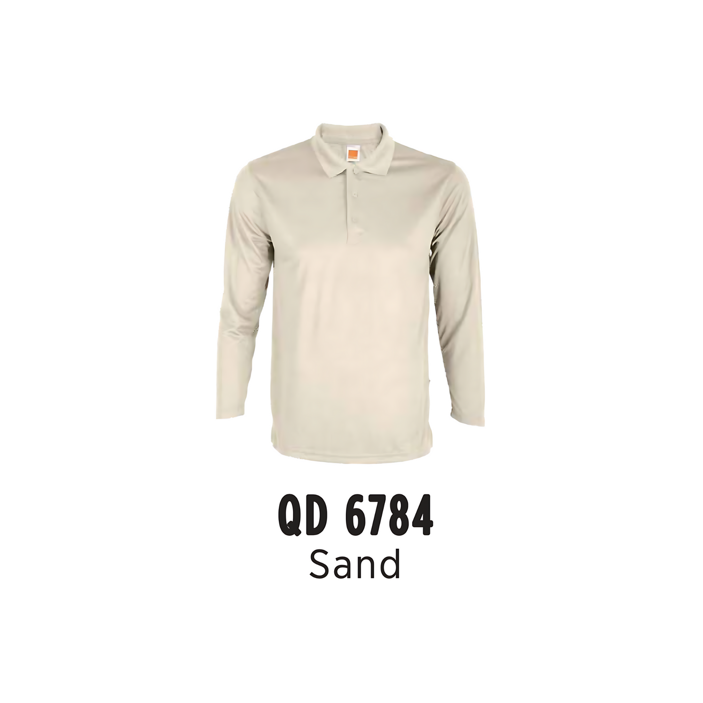 Custom Polo Long Sleeve - Unisex Microfibre Eyelet Polo Shirt | Plain | Sand | QD6784