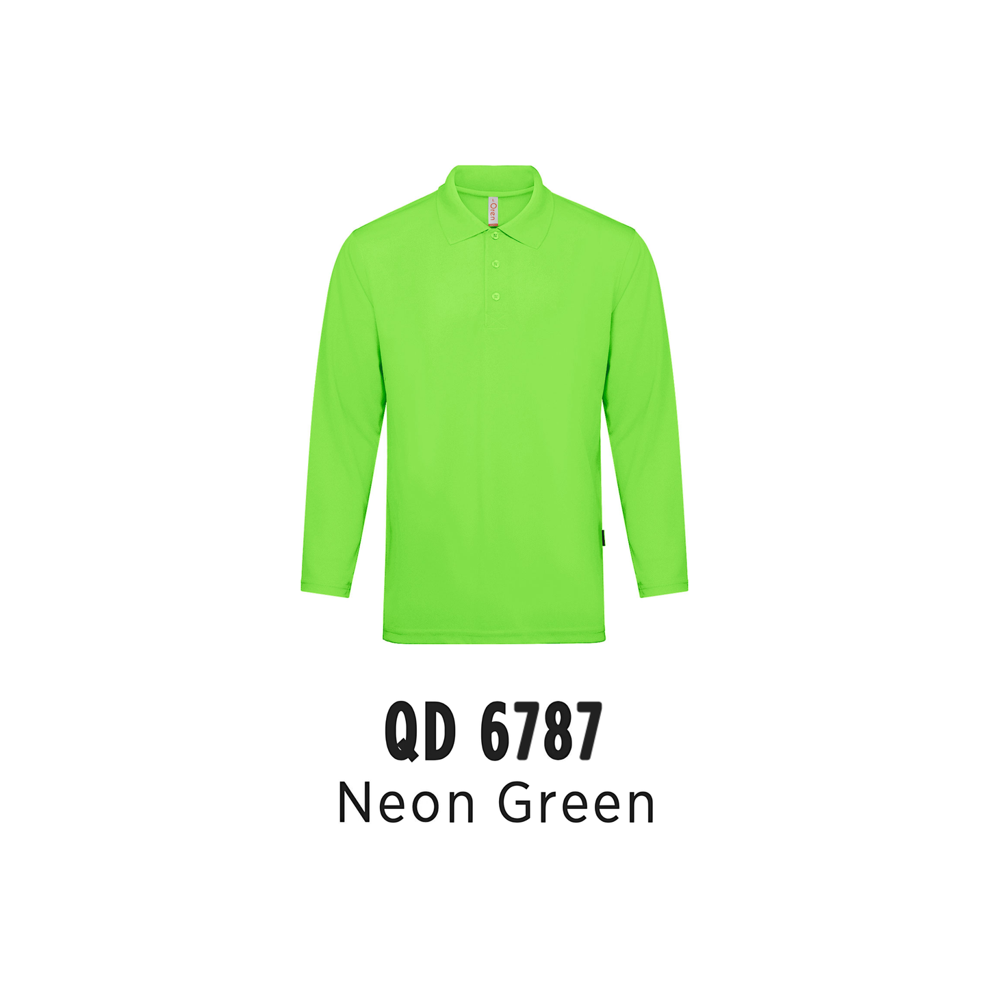 Custom Polo Long Sleeve - Unisex Microfibre Eyelet Long Sleeve Polo Shirt | Plain | Neon Green | QD6787