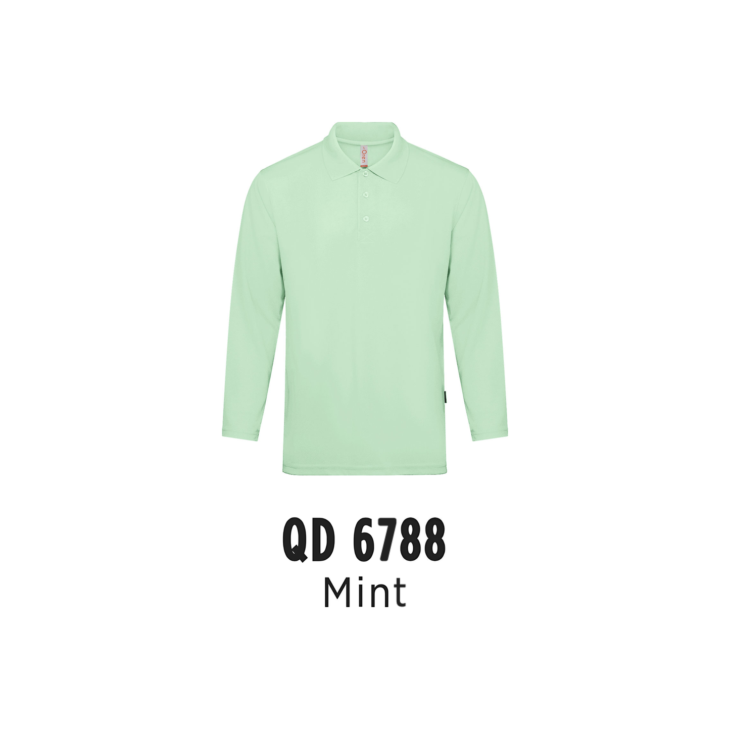 Custom Polo Long Sleeve - Unisex Microfibre Eyelet Long Sleeve Polo Shirt | Plain | Mint | QD6788